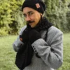 Męska czapka MERINO Neverland "Czarny" + podszewka JEDWAB