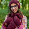 Czapka MERINO Smile "Bordo"+ podszewka JEDWAB