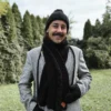 Męski szal MERINO "Czarny szalik"