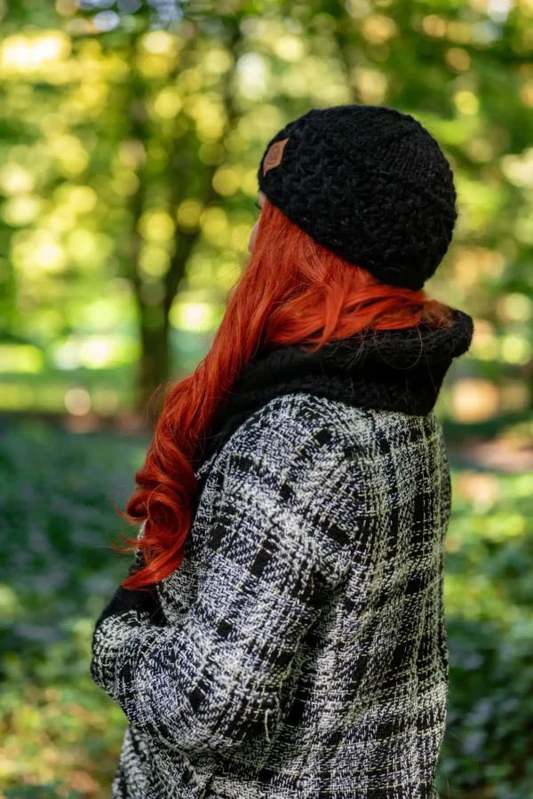 Czapka MERINO Hope "Czarny" + podszewka JEDWAB