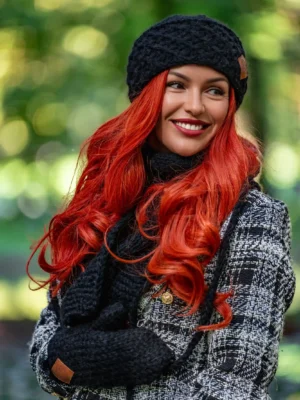 Czapka MERINO Hope "Czarny" + podszewka JEDWAB