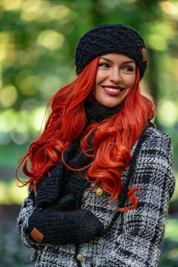 Czapka MERINO Hope "Czarny" + podszewka JEDWAB