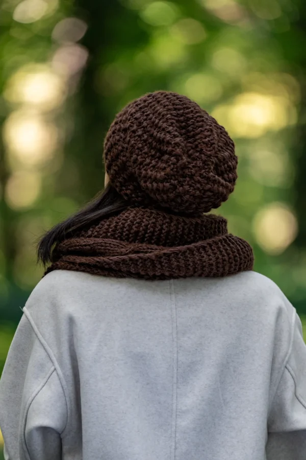 Czapka MERINO Neverland "Brązowy" + podszewka JEDWAB