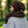 Czapka MERINO Neverland "Brązowy" + podszewka JEDWAB