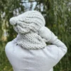 Męska czapka MERINO Smile "Wybielony szary" + podszewka JEDWAB