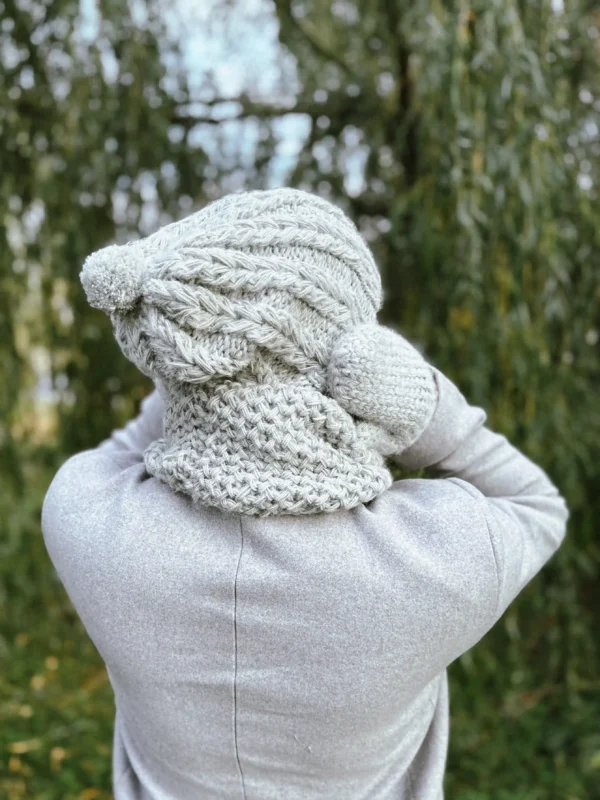 Męska czapka MERINO Smile "Wybielony szary" + podszewka JEDWAB