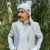 Męski komin MERINO "Wybielony szary"