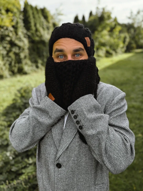 Męski mały komin MERINO "Czarny"