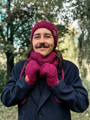 Męski mały komin MERINO "Bordo"