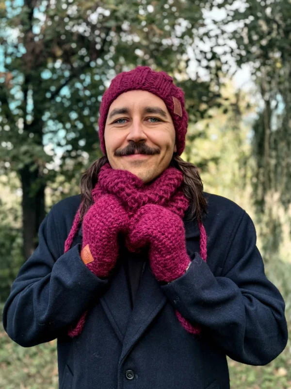 Męski mały komin MERINO "Bordo"