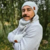 Męski mały komin MERINO "Wybielony szary"