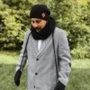 Męska czapka MERINO Neverland "Czarny" + podszewka JEDWAB