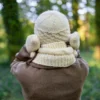 Czapka MERINO Hope "Beżowy ecru" + podszewka JEDWAB