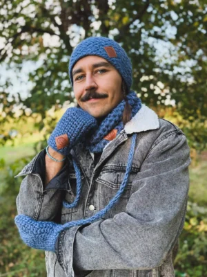 Męski mały komin MERINO "Ciemny niebieski"