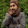 Męska czapka MERINO Neverland "Brąz" + podszewka JEDWAB