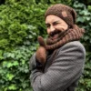 Męska czapka MERINO Neverland "Brąz" + podszewka JEDWAB