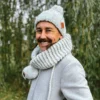 Męska czapka MERINO Euforia "Wybielony szary"