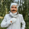 Męska czapka MERINO Smile "Wybielony szary" + podszewka JEDWAB