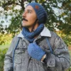 Męska czapka MERINO Neverland "Ciemny niebieski" + podszewka JEDWAB