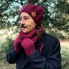 Męska czapka MERINO Smile "Bordo" + podszewka JEDWAB
