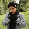 Męska czapka MERINO Neverland "Czarny" + podszewka JEDWAB