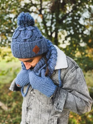 Męska czapka MERINO Euforia "Ciemny niebieski"