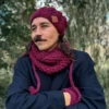 Męska czapka MERINO Smile "Bordo" + podszewka JEDWAB