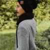 Męska czapka MERINO Smile "Czarny" + podszewka JEDWAB