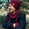 Męska czapka MERINO Smile "Bordo" + podszewka JEDWAB