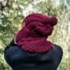 Męska czapka MERINO Smile "Bordo" + podszewka JEDWAB