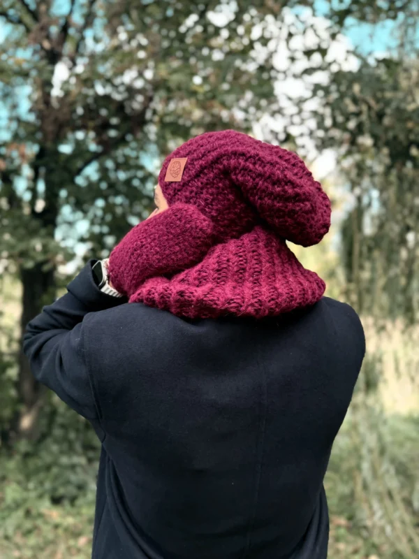 Męska czapka MERINO Neverland "Bordo" + podszewka JEDWAB