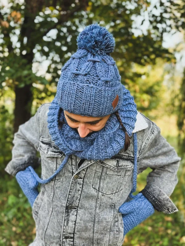 Męska czapka MERINO Euforia "Ciemny niebieski"