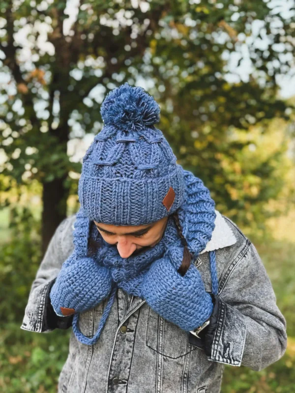 Męska czapka MERINO Euforia "Ciemny niebieski"