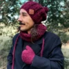 Męska czapka MERINO Smile "Bordo" + podszewka JEDWAB