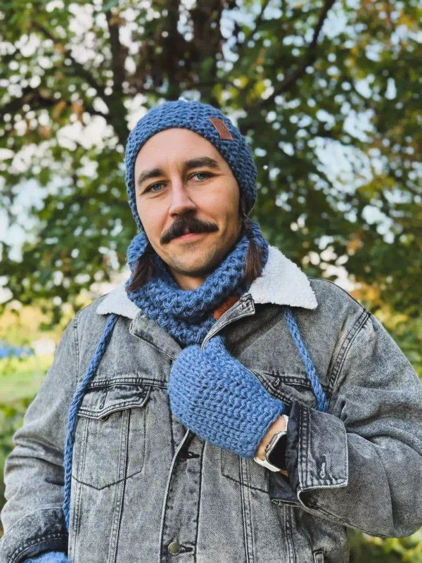 Męski mały komin MERINO "Ciemny niebieski"