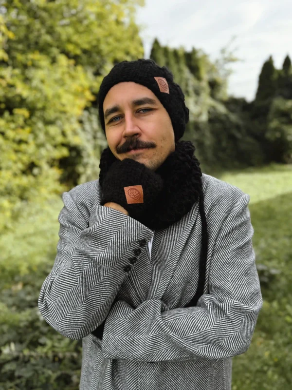 Męski mały komin MERINO "Czarny"