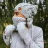 Męski mały komin MERINO "Wybielony szary"
