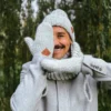 Męskie rękawiczki MERINO "Wybielony szary"