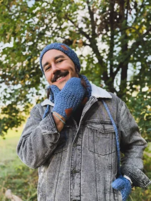 Męskie rękawiczki MERINO "Ciemny niebieski"