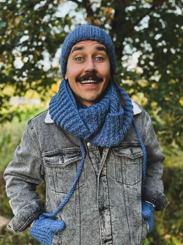 Męski komin MERINO "Ciemny niebieski"