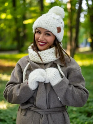 Mały komin MERINO "Beżowy ecru"