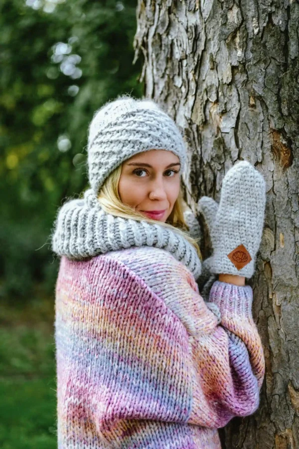 Czapka MERINO Euforia "Wybielony szary"