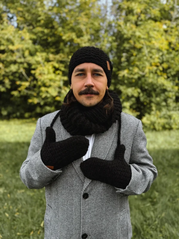 Męskie rękawiczki MERINO "Czarne"
