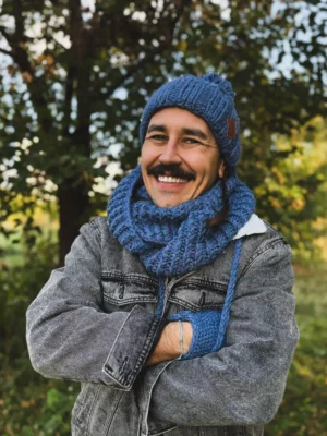 Męski komin MERINO "Ciemny niebieski"