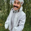 Męski szal MERINO "Wybielony szary szalik"
