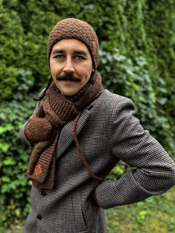 Męski szal MERINO "Brąz szalik"