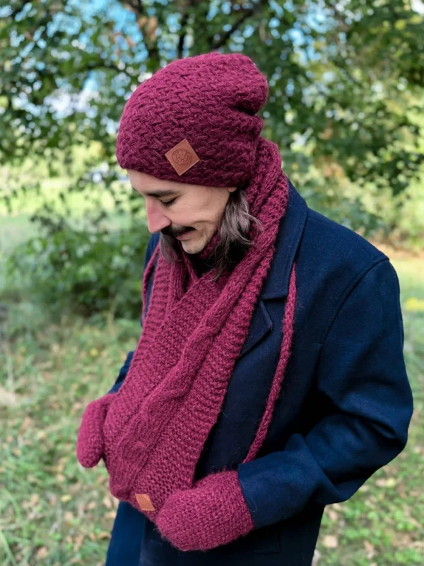 Męski szal MERINO "Bordo szalik"