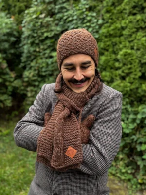 Męski szal MERINO "Brąz szalik"