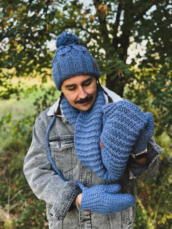 Męski komin MERINO "Ciemny niebieski"