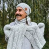 Męski szal MERINO "Wybielony szary szalik"